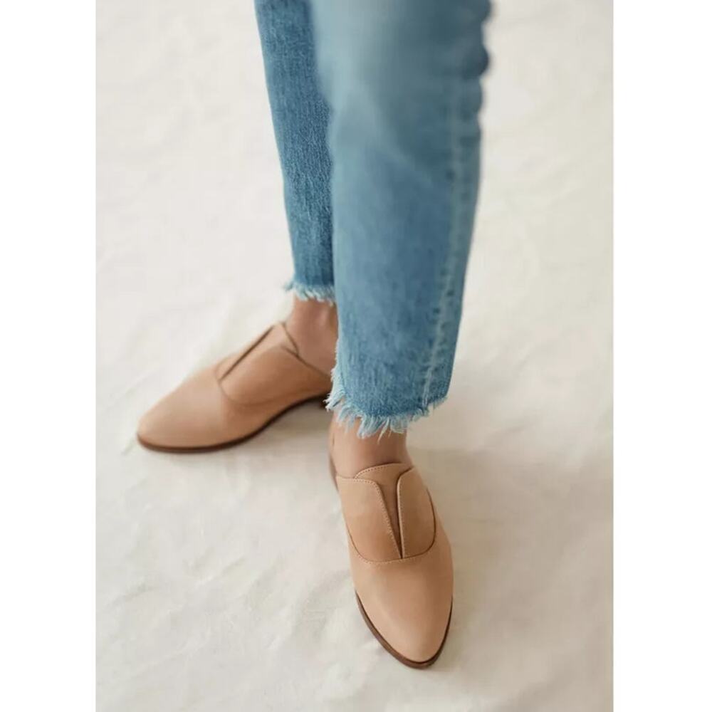 NISOLO Womens Emma D'Orsay Flats SIZE 6M EU 36 Tan Beige Leather Slip On NIB - Picture 2 of 12